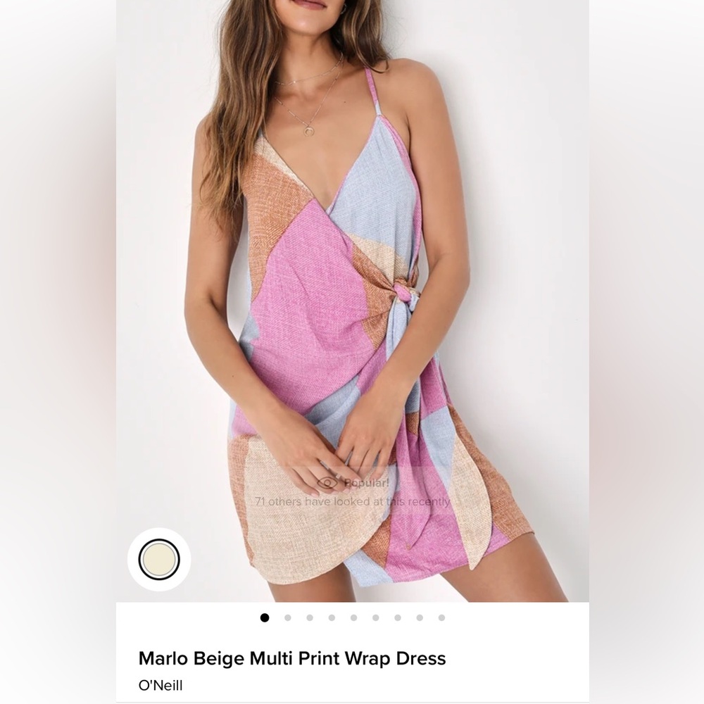 O’Neill Marlo Beige Multi Print Wrap Dress